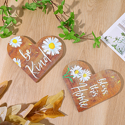 Деревянные украшения в форме сердца с благословенным знаком&nbsp;AJEW-WH20019-83B