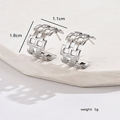 304ステンレススチール中空スクエアスタッドピアス  ハーフフープピアス  ステンレス鋼色  18x11mm&nbsp;FS3223-2