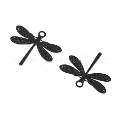スプレーペイント430ステンレススチールチャーム  トンボ  ブラック  14x15x0.3mm  穴：1.2mm&nbsp;STAS-C153-12B