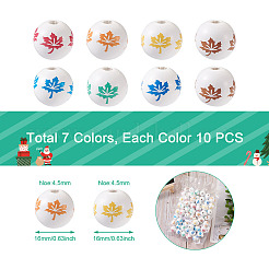 70 шт. 7-х цветные бусины из дерева теасэа WOOD-CD0001-24