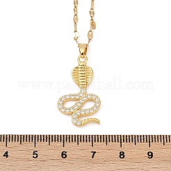 Ожерелья с подвеской в виде змеи из латуни с полным кубическим цирконием&nbsp;NJEW-D309-02G-A