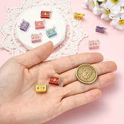 12本6色合金エナメルペンダント  ラジオ  ゴールドカラー  ミックスカラー  11x15x5mm  穴：1.5mm  2個/カラー&nbsp;FIND-CJ0005-76
