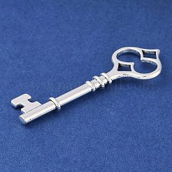 チベット風合金ビッグサイズペンダントトップ  スケルトンキー  カドミウムフリー＆鉛フリー  アンティークシルバー  60x21x3mm  穴：4x5mm  約200個/1000g&nbsp;TIBEP-4919-AS-RS