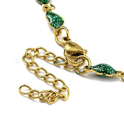 Браслет-цепочка с эмалированным сердцем&nbsp;BJEW-A142-03G