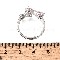 Anelli aperti con polsino in ottone micro pavé di zirconi cubici trasparenti&nbsp;CU-CBA5C10-15P