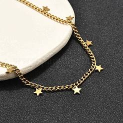 Ожерелья из витой цепочки из нержавеющей стали 304 с подвеской в виде звезды&nbsp;NJEW-R023-07G