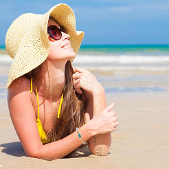 4шт 4 стиля натуральный цветок амазонит круглые плетеные браслеты из бусин наборы BJEW-SC0001-51