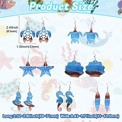 7 пара акриловых висячих серег 1 стилей&nbsp;EJEW-CJ0001-06