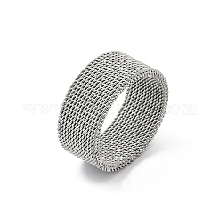 201 ステンレススチール指輪  ユニセックスのワイドバンドリング  ステンレス鋼色  10mm  内径：21mm&nbsp;RJEW-H242-01C-P