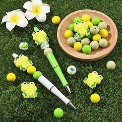 40 шт. 5 стильных бусины-лягушки и круглые пищевые экологически чистые силиконовые фокусные бусины&nbsp;SIL-YW0002-54