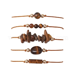 5 pulsera de cuentas trenzadas de ojo de tigre natural de 5 estilos&nbsp;BJEW-JB11681-02