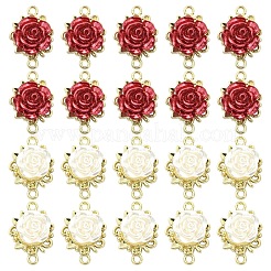 20 шт. 2-цветные подвески-соединители в виде цветка розы из сплава и пластика&nbsp;FIND-YW0008-32