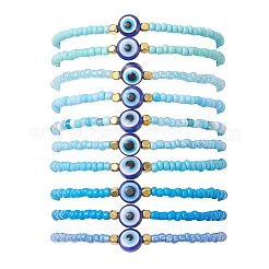 10 шт. эластичных браслетов из стеклянных бусин и смоляных бусин для женщин&nbsp;BJEW-MZ00262