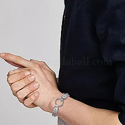 Pulsera de eslabones de lobo de acero inoxidable 304 con cadenas de malla para hombres y mujeres&nbsp;BJEW-SZ0002-65