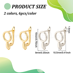 12 шт. 2-х цветная латунная фурнитура для сережек-колец KK-BC0010-99