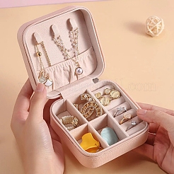 Scatola quadrata con cerniera per organizer per gioielli in pelle pu&nbsp;PW-WG43091-02