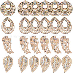 Gros pendentifs en bois non teint&nbsp;WOOD-SC0001-06