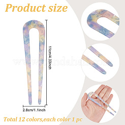 12шт 12-х цветные акриловые заколки для волос AJEW-GO0001-58