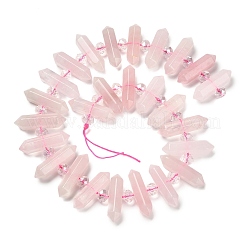 Нити бусин из натурального розового кварца с двойными концами G-H069-B17-01