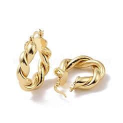 Boucles d'oreilles créoles épaisses en corde de torsion en laiton placage en rack pour femmes&nbsp;LS-EJEW-G315-03G
