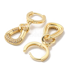 Серьги-кольца из латунного микро-паве с прозрачным кубическим цирконием&nbsp;EJEW-E295-27KCG