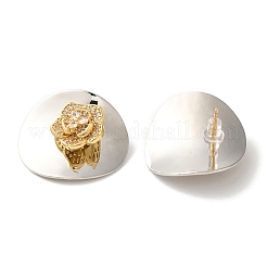 Серьги-гвоздики из латуни с микропаве из прозрачного кубического циркония&nbsp;EJEW-B062-07B-PG