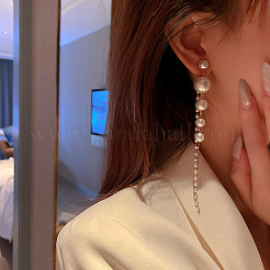 Круглые серьги-гвоздики с кисточками из сплава со стразами FS-WGB449A-01