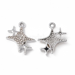 合金クリスタルラインストーンペンダント  星のチャーム  プラチナ  20x15x3mm  穴：1.6mm&nbsp;ALRI-K049-05P