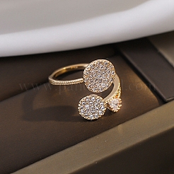 Плоские круглые открытые манжеты со стразами и кристаллами&nbsp;LS-RJEW-Q774-02LG