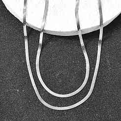 Ожерелья из двух цепочек с плоской цепочкой-змейкой из нержавеющей стали 304 NJEW-Q039-01P