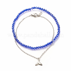 2 шт. набор из 2 браслетов на ногу с подвесками в виде китового хвоста из нержавеющей стали 304 AJEW-AN00491