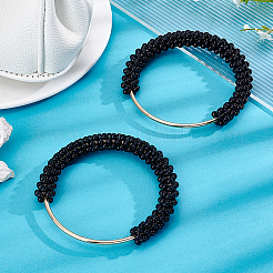 Ручки для сумок из искусственного жемчуга с бусинами из смолы и железными кольцами FIND-WH0435-72KCG-02