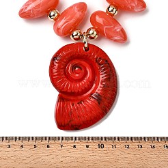 Летние пляжные ожерелья из пластиковых бусин CCB с подвеской в форме раковины из смолы и цепочками с литой отделкой&nbsp;LS-NJEW-D336-03A-G