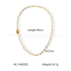 Европейские ожерелья из искусственного жемчуга 5.7 мм круглой формы и бусин из нержавеющей стали для женщин&nbsp;ET2024