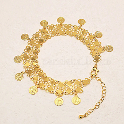 Bracelets de cheville à plusieurs rangs en laiton avec pampilles et pièces de monnaie&nbsp;FV4872