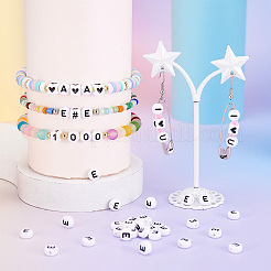 500 шт. Акриловые бусины с горизонтальным отверстием и буквами&nbsp;OACR-YS0001-03E