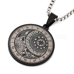 Retro mandala 201 acciaio inossidabile catena a scatola costellazione ciondolo collane per donne uomini&nbsp;LS-NJEW-M223-01G