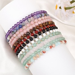 Ensemble de 12 bracelet extensible en perles de pierres précieuses naturelles et synthétiques&nbsp;BJEW-SW001603
