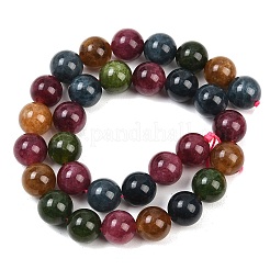 Бусины из натурального зеленого нефрита с имитацией турмалина&nbsp;G-B046-08D-12mm