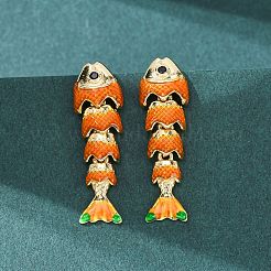 Серьги-гвоздики с подвесками из латуни с микропаве из кубических цирконий&nbsp;EJEW-C174-05G-02