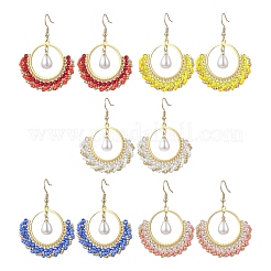 Flache runde Glasohrringe&nbsp;EJEW-MZ00705