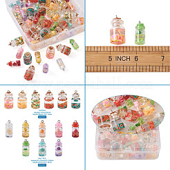 ガラスボトルペンダント  レジン＆ポリマークレイ＆アイアンファインディング＆レジンラインストーン＆ストッパー付き  プラチナ  28~29x15mm  穴：2mm  56個/箱&nbsp;DIY-TA0008-83