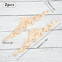 Artisanat d'applique onlay sculpté en bois massif naturel&nbsp;WOOD-FH0001-37