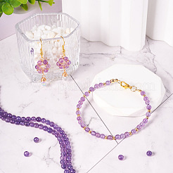 1 нить круглых бусин из натурального аметиста G-TA0002-47