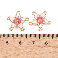 合金エナメルシャンデリアコネクターパーツ  花  ライトゴールド  ホワイト  17x17.5x4.5mm  穴：1.1mm&nbsp;AL-CBA8479-12KCG-02