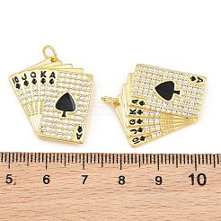 Ciondoli in ottone con micro pavé di zirconi cubici trasparenti e smalto nero&nbsp;CU-CBA5CB0-18G