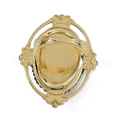 Bagues ovales en améthyste naturelle et strass&nbsp;RJEW-P128-03G-A