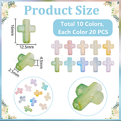 200 шт. 10-цветные градиентные прозрачные акриловые бусины&nbsp;OACR-UN0001-09