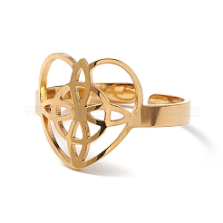 Открытое кольцо-манжета из нержавеющей стали 304 с матросским узлом в форме сердца для женщин RJEW-E073-01G