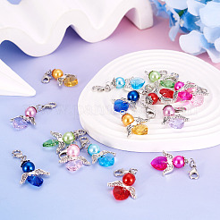 Ангельские подвески из АБС-пластика с имитацией жемчуга и сплава&nbsp;HJEW-TA00236